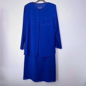 Elegant‎ Blue Women's Wedding Dress Mother Of The Bride/Groom 2pcs Set